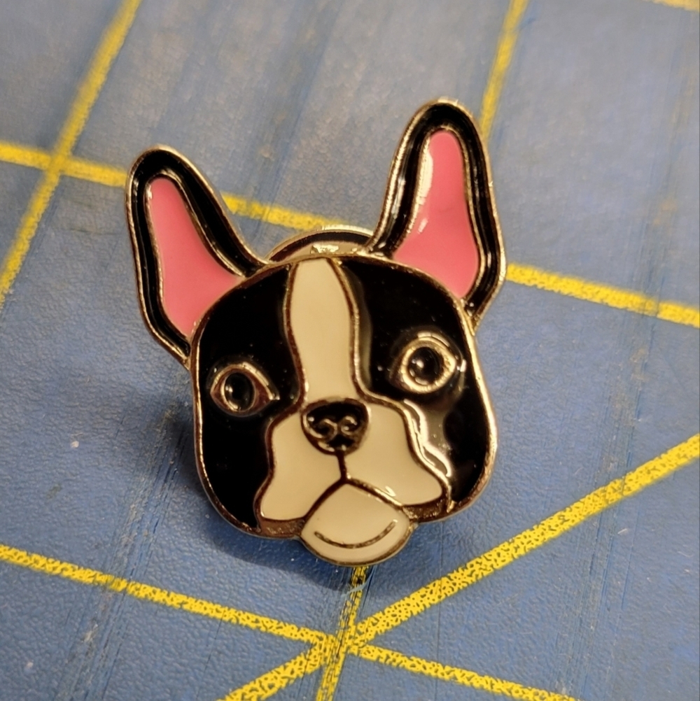 Black & White Dog Tack Pin 1"
